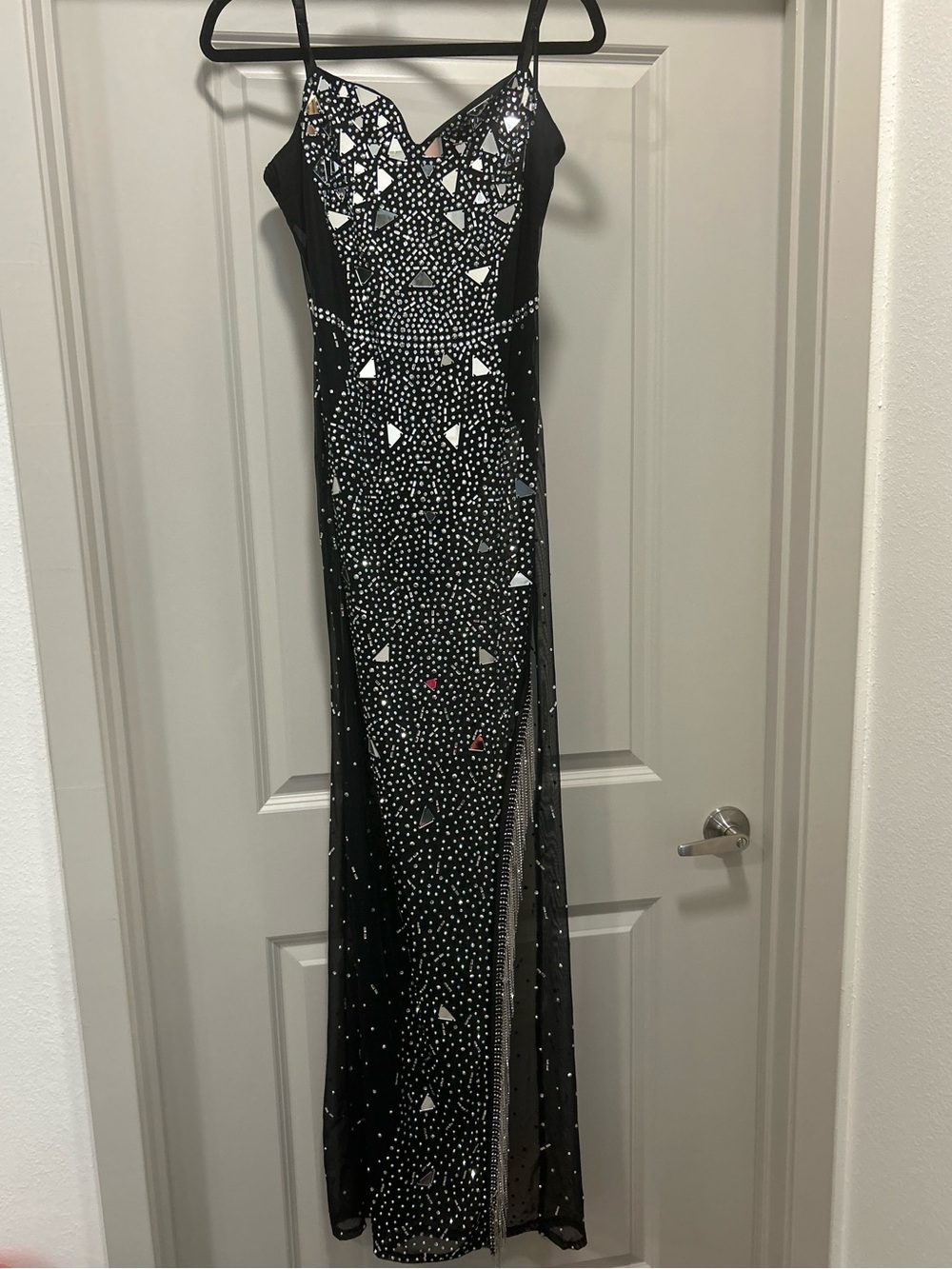 Banjul Black Sequin & Mirror Embellished Prom Gown